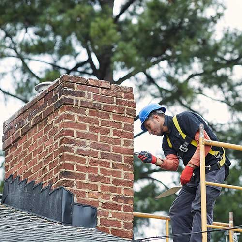 Chimney Technician fixing the chimney above