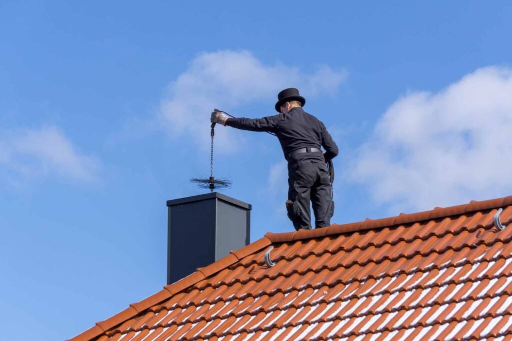 a man cleaning a chimney